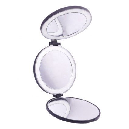 Tri Fold Compact Travel Mirror With Led, Travel Size 10x Magnifying Mirror