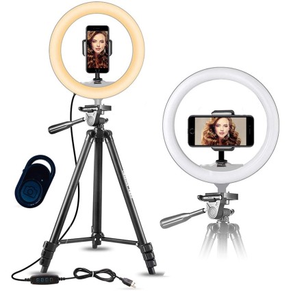 Ring Light Model 201 YouTube and Tik Tok | With Tripod max. 167 cm & Bluetooth Remote Control