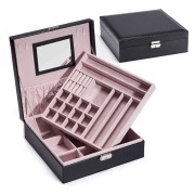 UNIQ 2-ply Classic Jewelry box Leather S117 - Black