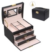 UNIQ 3-ply Classic Jewelry box in Faux leather S118 - Black