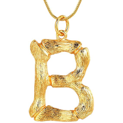 Gold Bamboo Alphabet / Letter Necklace - B
