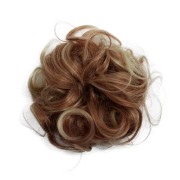 Messy Bun hair elastics with curly artificial hair - Blond / copper mix