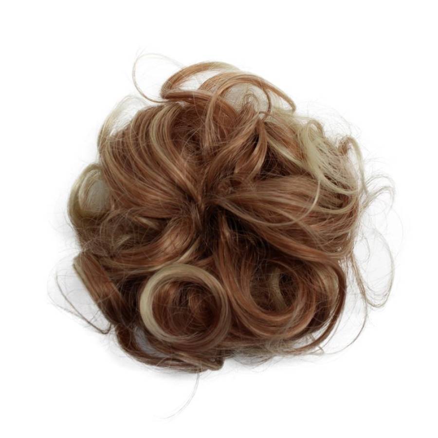 FashionGirl | Messy Bun hair elastics with curly artificial hair - Blond /  copper mix