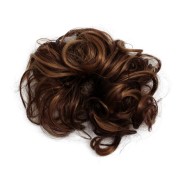 Messy Bun hair elastics with curly artificial hair - Dark Brown & Light Brown Mix