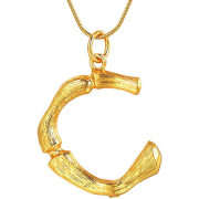 Gold Bamboo Alphabet / letter necklace - C