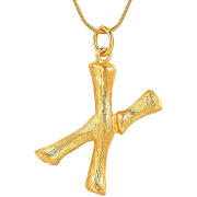 Gold Bamboo Alphabet / Letter Necklace - X
