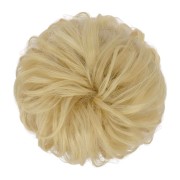 Messy Bun hair elastics with curly artificial hair - 24T613 Light Bleach Blond
