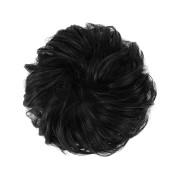 Messy Bun hair elastics with curly artificial hair - #2 Natural Black