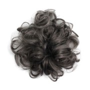 Messy Bun hair elastics with curly artificial hair - Dark gray