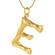 Gold Bamboo Alphabet / Letter Necklace - E
