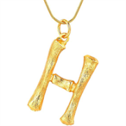 Gold Bamboo Alphabet / letter necklace - H