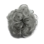 Messy Bun hair elastics with curly artificial hair - Light gray