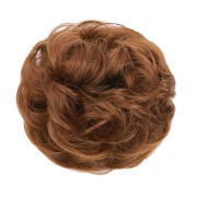Messy Bun hair elastics with curly artificial hair - #33A Light Golden Auburn