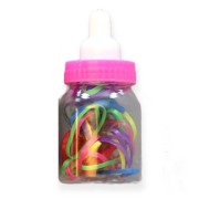 Hair Elastics - 2 mm 30 pcs in Baby Bottle - Mix Colors