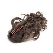 Ponytail Extensions with hair claw, Curly - brown #4