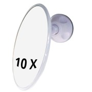 UNIQ Bathroom Mirror with Suction x10 Magnification - White