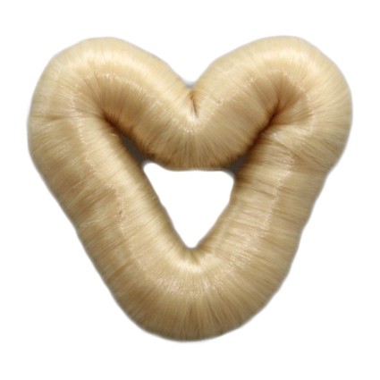 8 cm Love Heart Hair Donut witth fake hair - multiple colors