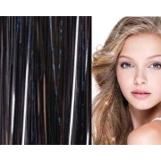 Bling Silver glitter hair Extensions 100 pcs glitter hair strand 80 cm - Black
