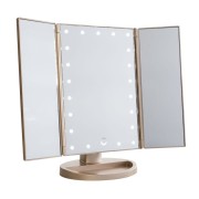 Uniq Hollywood Trifold Makeup Mirror with LED Light - Rose Gold