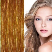 Bling Silver glitter hair Extensions 100 pcs glitter hair strand 80 cm - Gold