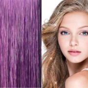 Bling Silver glitter hair Extensions 100 pcs glitter hair strand 80 cm - Purple