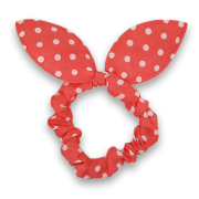 Scrunchie with bow | pink with white dots 