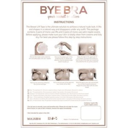 Bye Bra Push-Up Breast Tape + Satin Nipple Covers - Size D-F