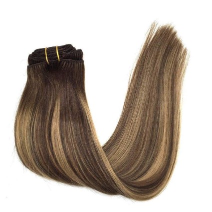 Clip on hair extensions 40 cm mix #4/27
