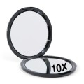 Compact Double-Sided Mirror with 10x Magnification - Black