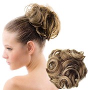 Hair elastic with curly artificial hair (hair bun) - Dark Blond Mix