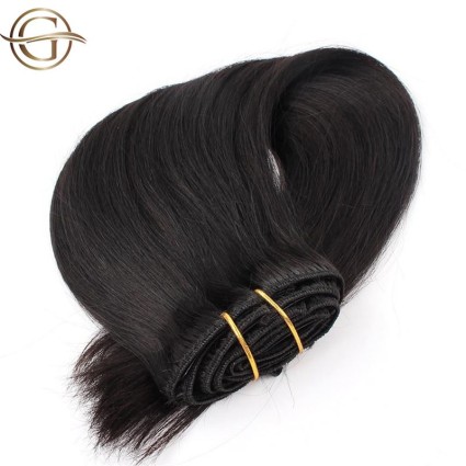 Clip on hair extensions #1 Black - 7 pieces - 60 cm | Gold24