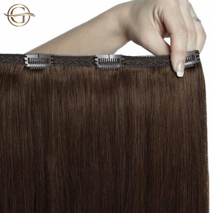 Clip on hair extensions #33 Copper brown - 7 pieces - 60 cm | Gold24