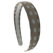 Headband with Beige and White Polka Dots