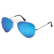 Lux Aviator Pilot Sunglasses - Blue Glass and Silver Frame