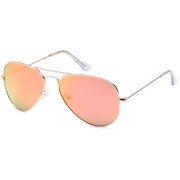 Lux Aviator Pilot Sunglasses - Pink Glass and Gold Frame