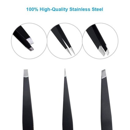 Tweezers / Tweezer 3 sets with leather case | for eyebrow plucking and hair removal
