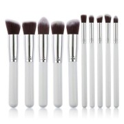 PRO Makeup Brushes White / Silver - 10 pcs