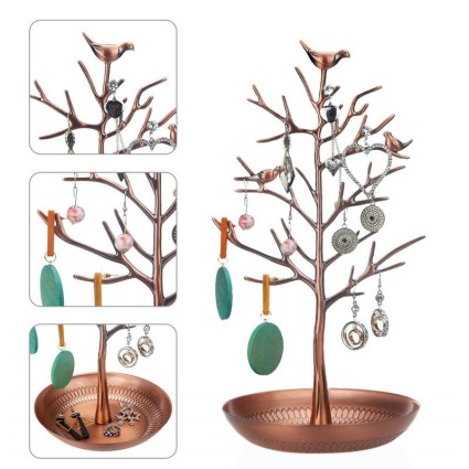Vintage Jewelry Tree with 3 birds (bronze)
