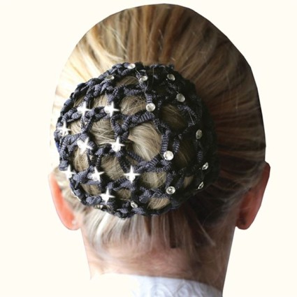 Black Ballet Hairnet with Diamonds for Hair Buns