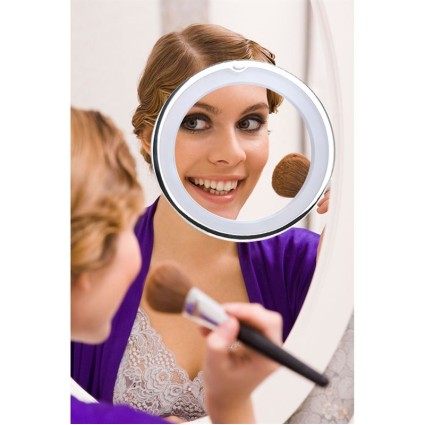 UNIQ Mirror with LED Light and Suction x10 Magnification - White