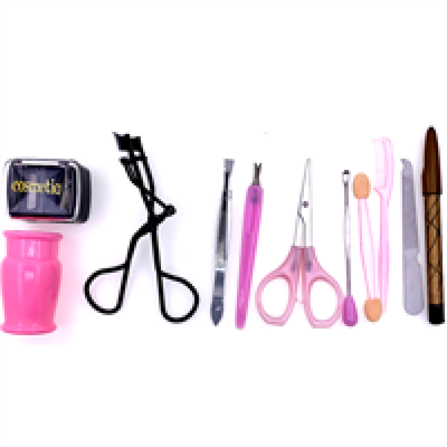 Beauty 10 Sets | Eyelash Curler, Dual Sharpener, Eyeliner, Hair Clippers, Nails, Tools, etc.