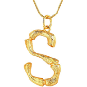 Gold Bamboo Alphabet / letter necklace - S