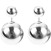 Double pearl earrings, silver