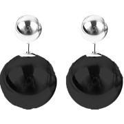 Double pearl earrings, black