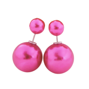 Double pearl earrings, pink