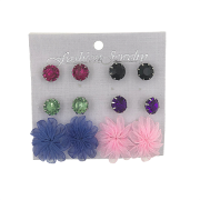 Daisy Crystal Earrings - 6 Set - Style 1