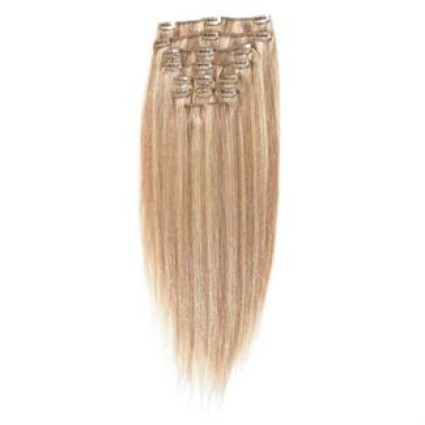 Clip on hair hair extensions 50 cm blonde mix  #18/613