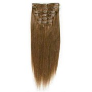 Clip on hair extensions 50 cm 6# brown