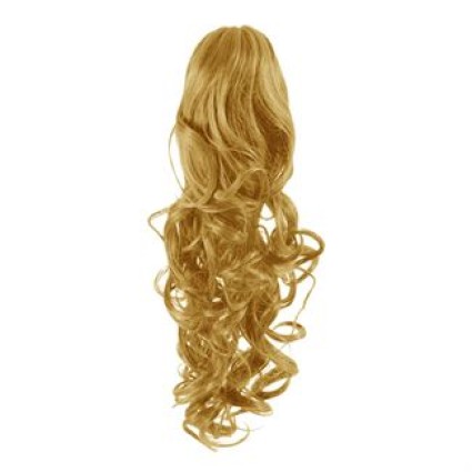 Pony tail Fiber extensions Curly golden blonde 27#