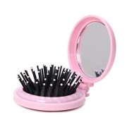 Compact makeup mirror with brush - blush